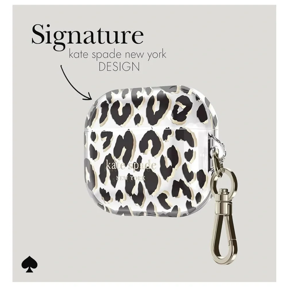 NWT Kate Spade New York AirPods Pro Case City Leopard Black/Gold